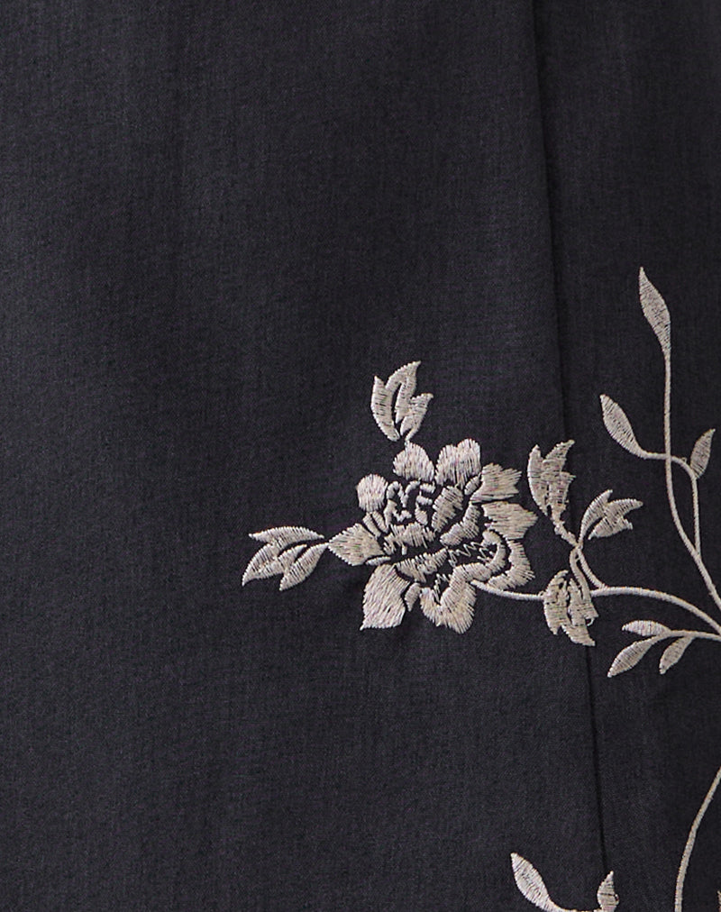 Ester | Falda Midi con Bordado de Flores, Sofisticada