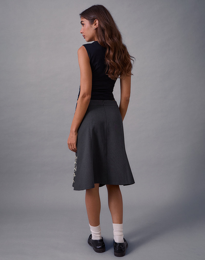 Ester | Falda Midi con Bordado de Flores, Sofisticada