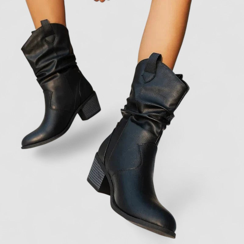 Vivian | Botas Ortopédicas de Piel con Tacón Ancho, Elegantes