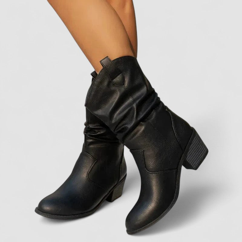 Vivian | Botas Ortopédicas de Piel con Tacón Ancho, Elegantes