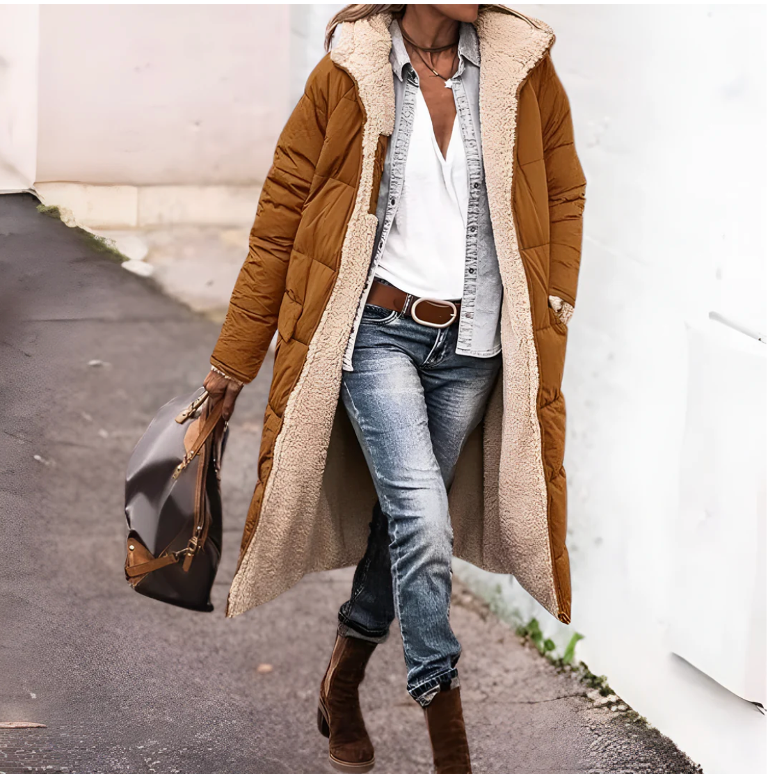 Margot | Capa Acolchada Reversible con Forro Sherpa, Calentita