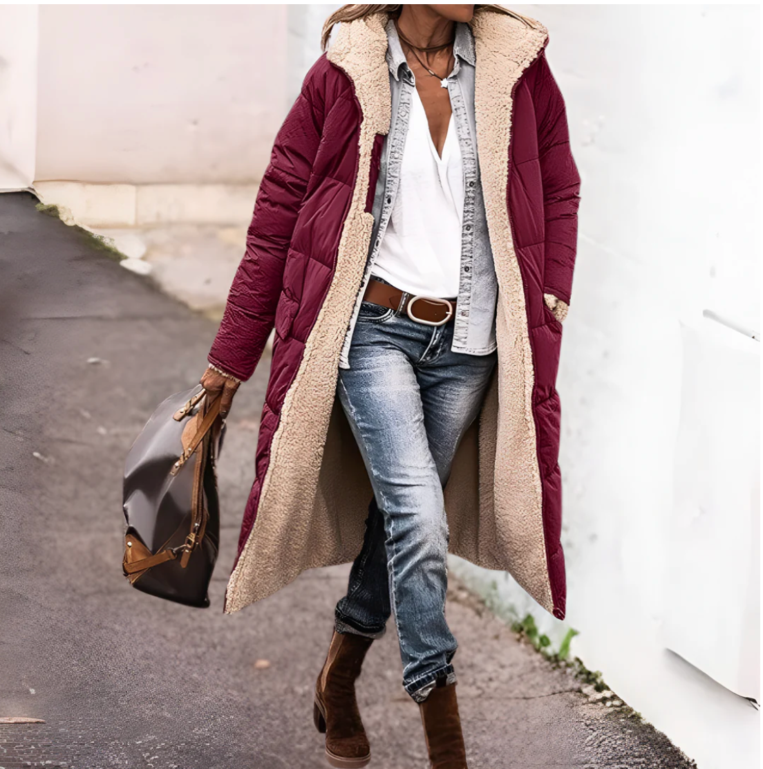 Margot | Capa Acolchada Reversible con Forro Sherpa, Calentita