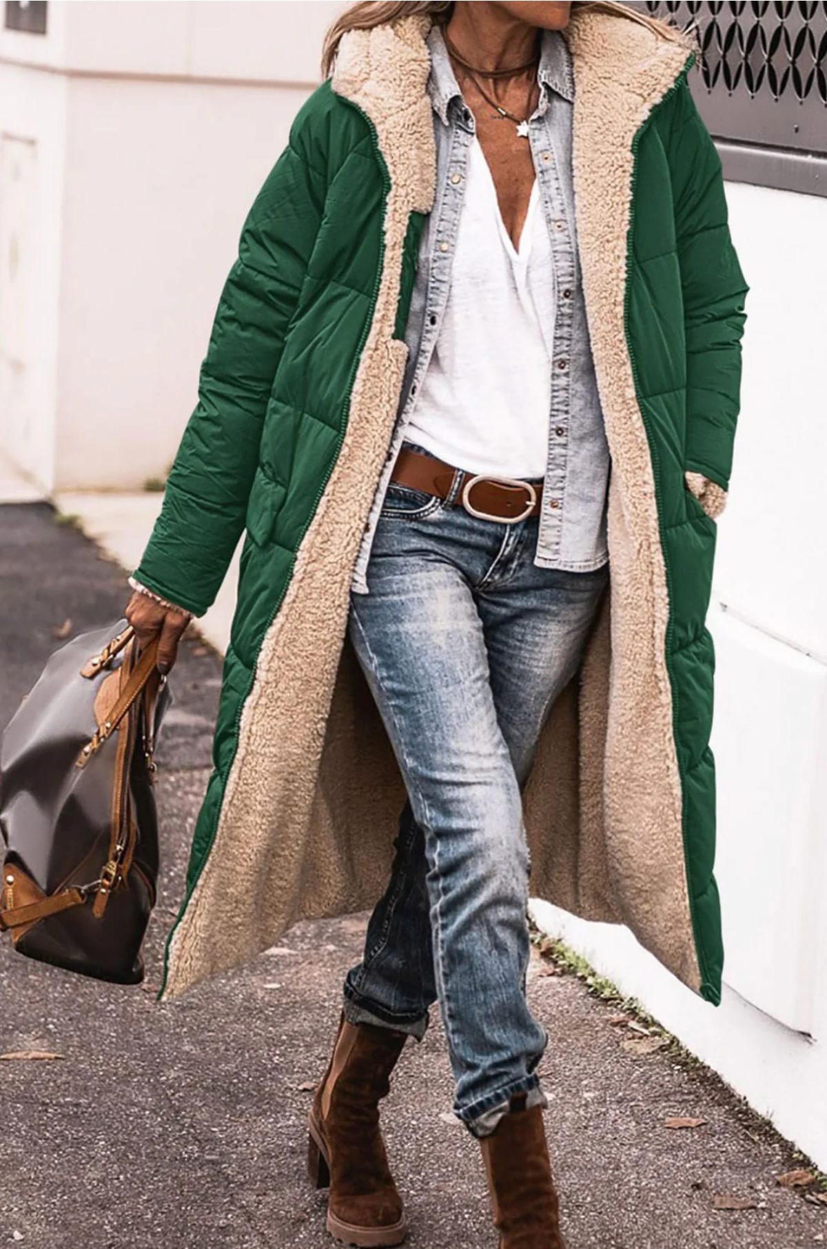 Margot | Capa Acolchada Reversible con Forro Sherpa, Calentita