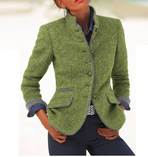 Adelaide | Chaqueta de Mezcla de Lana con Cuello Mao, Sofisticada