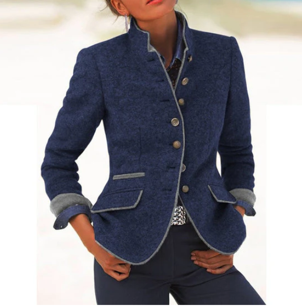 Adelaide | Chaqueta de Mezcla de Lana con Cuello Mao, Sofisticada