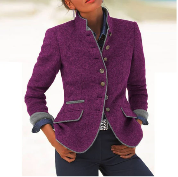 Adelaide | Chaqueta de Mezcla de Lana con Cuello Mao, Sofisticada