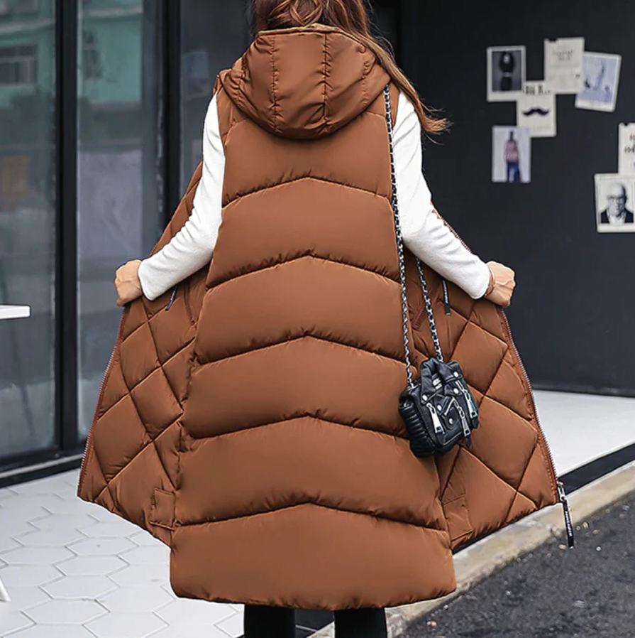 Romy | Chaleco Acolchado Largo con Capucha, Práctico