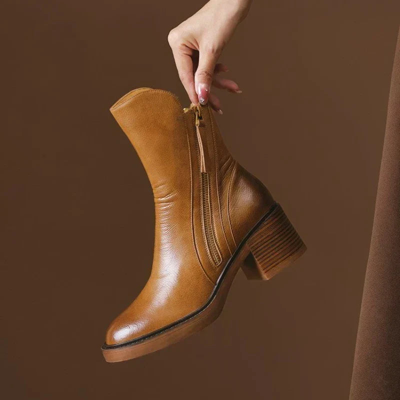 Imelda | Botines de Piel Minimalistas con Cremallera, Elegantes