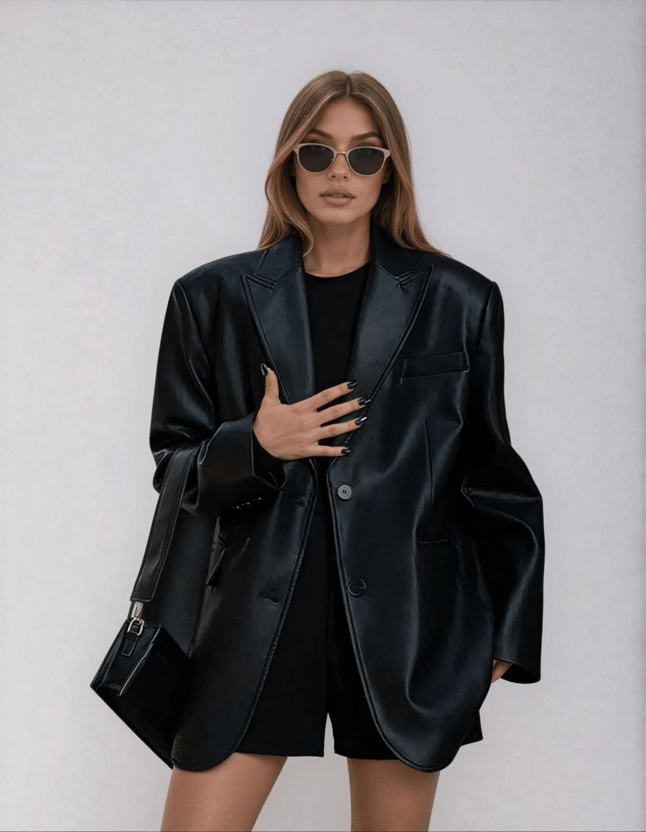 Berenice | Blazer Oversize de Polipiel con Solapa, Atrevido