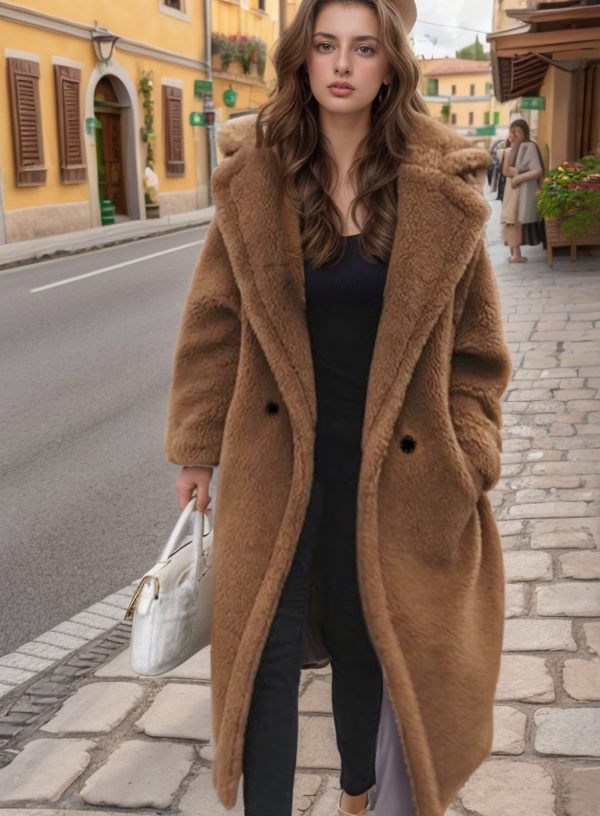 Minerva | Abrigo Teddy Largo Cruzado Oversize, Acogedor