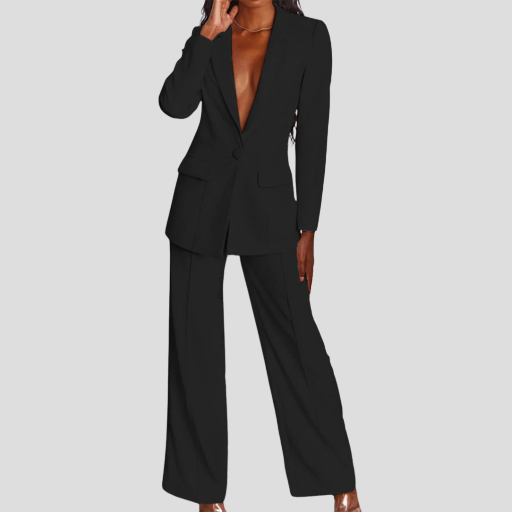 Carina | Traje de Blazer con Solapa y Pantalón Recto, Elegante