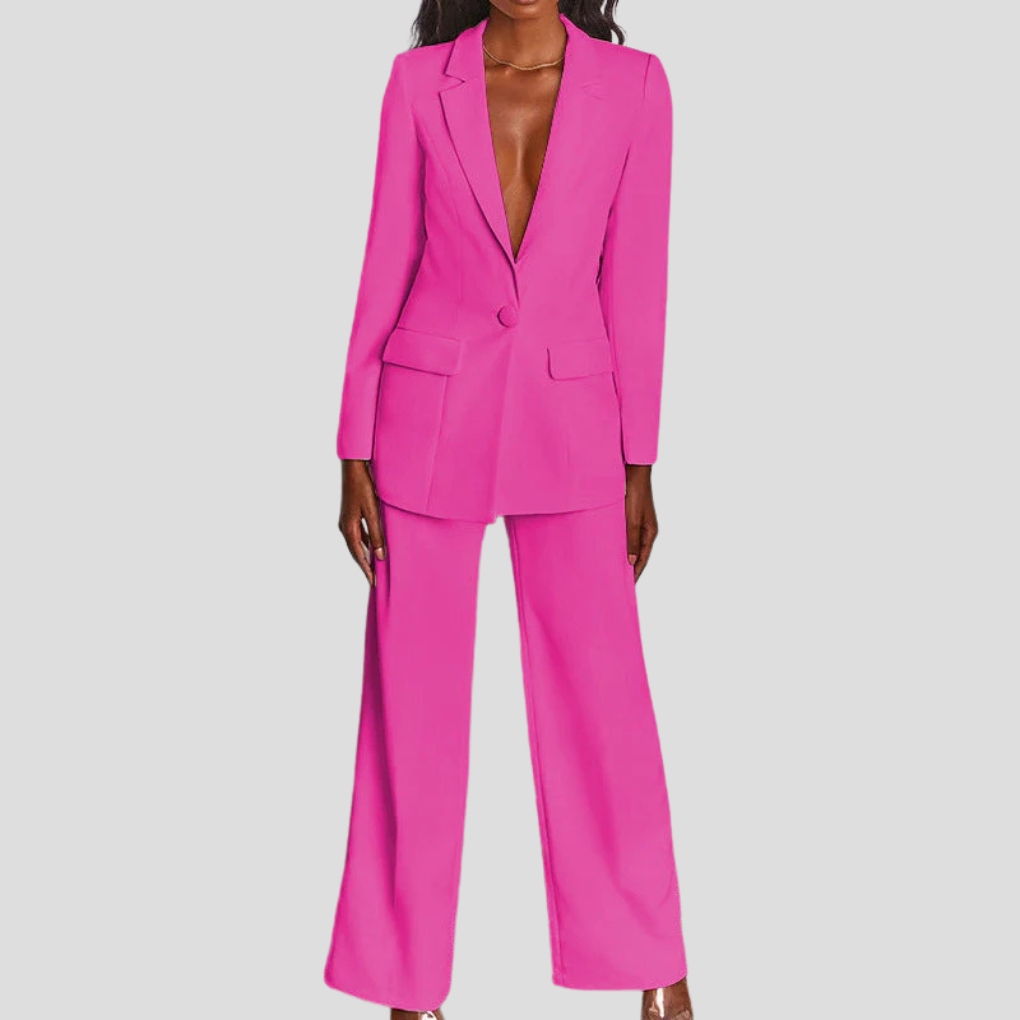 Carina | Traje de Blazer con Solapa y Pantalón Recto, Elegante