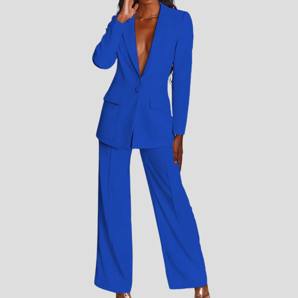 Carina | Traje de Blazer con Solapa y Pantalón Recto, Elegante