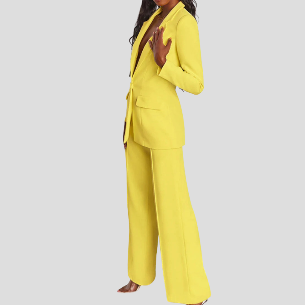 Carina | Traje de Blazer con Solapa y Pantalón Recto, Elegante