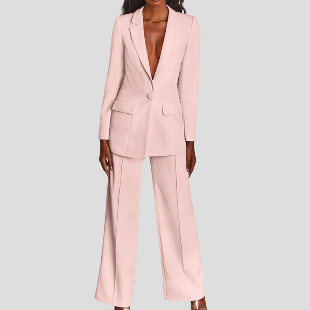 Carina | Traje de Blazer con Solapa y Pantalón Recto, Elegante