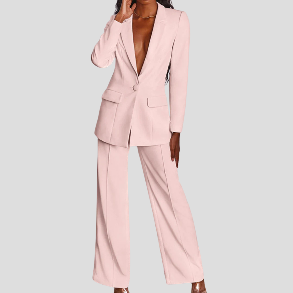 Carina | Traje de Blazer con Solapa y Pantalón Recto, Elegante