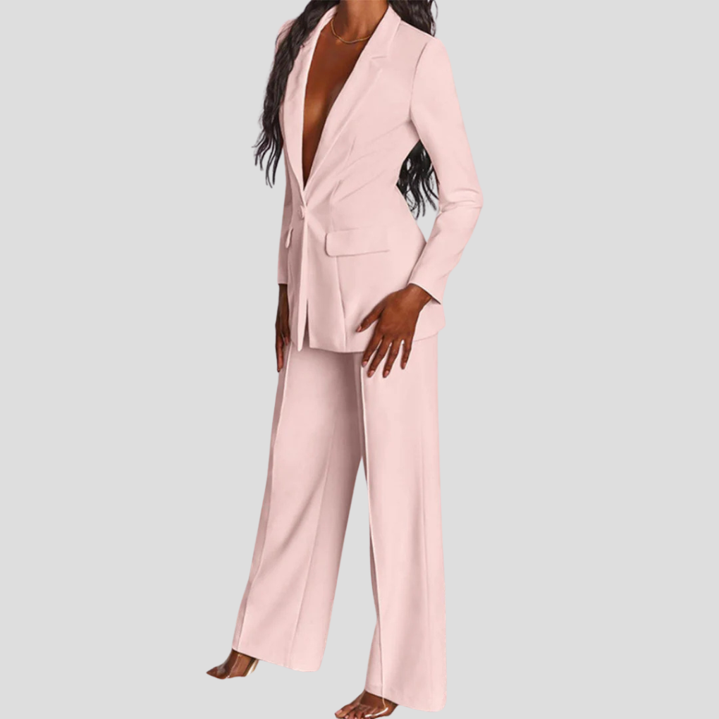 Carina | Traje de Blazer con Solapa y Pantalón Recto, Elegante