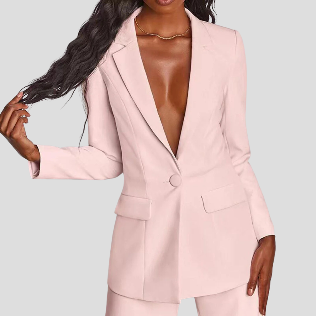 Carina | Traje de Blazer con Solapa y Pantalón Recto, Elegante