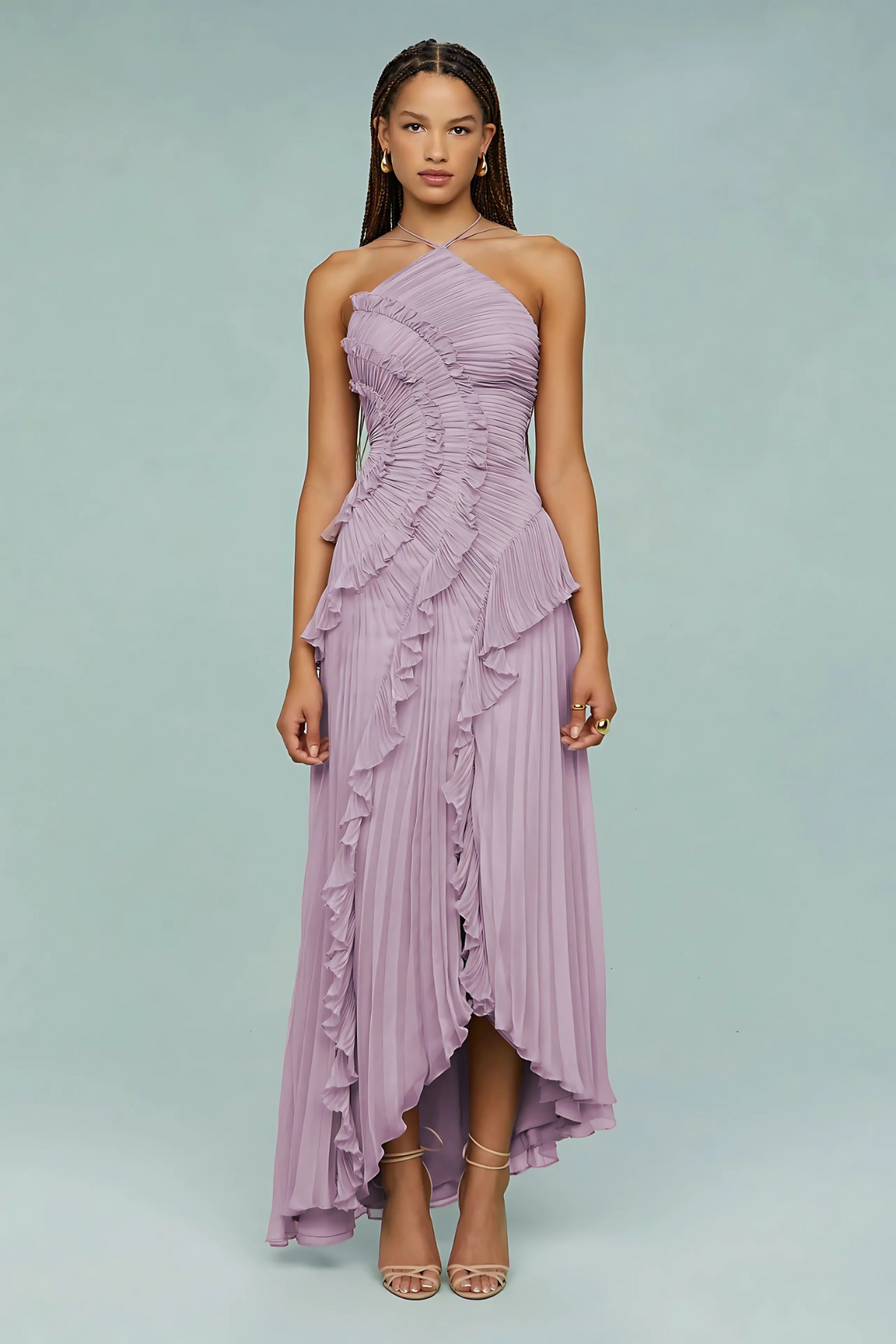 Liyana | Vestido con Volante en Espiral, Fluido y Femenino