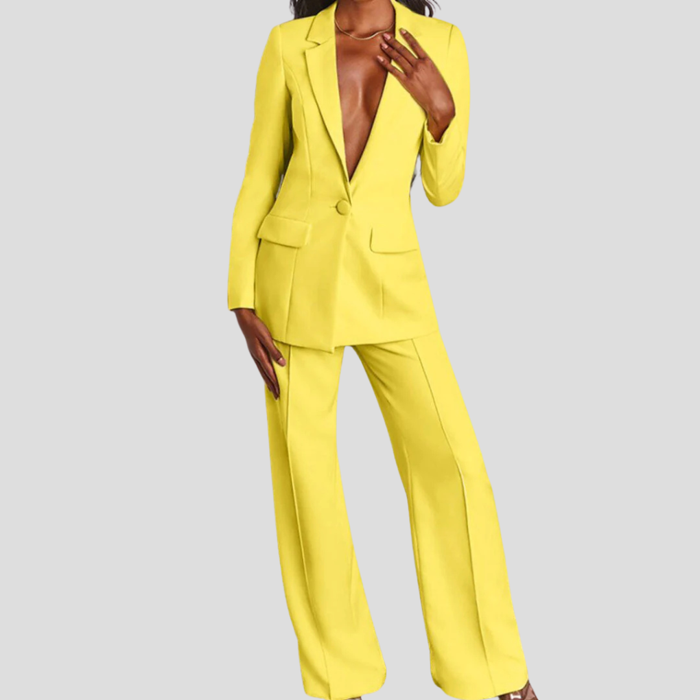 Carina | Traje de Blazer con Solapa y Pantalón Recto, Elegante