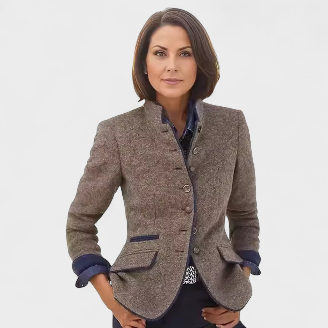 Adelaide | Chaqueta de Mezcla de Lana con Cuello Mao, Sofisticada