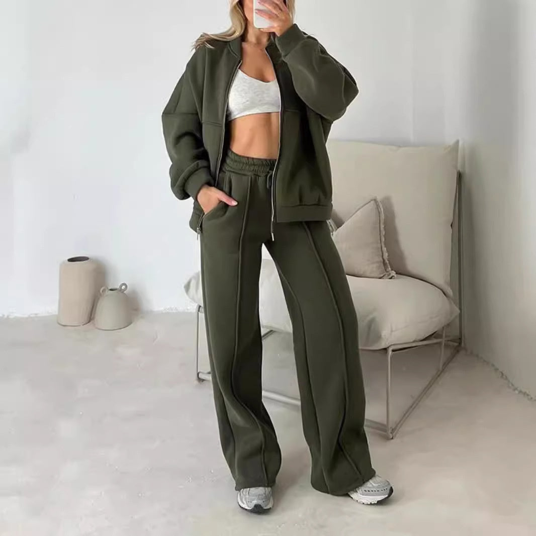 Zélie | Conjunto de Chaqueta con Cremallera y Pantalón, Casual