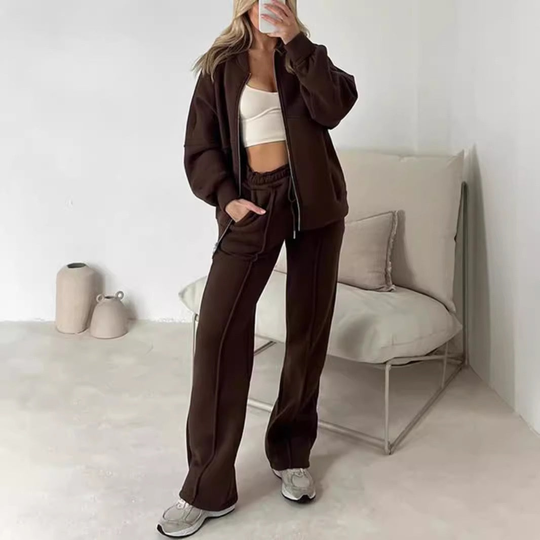 Zélie | Conjunto de Chaqueta con Cremallera y Pantalón, Casual