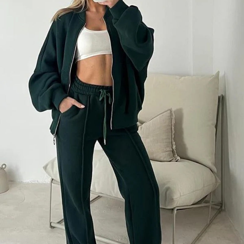 Zélie | Conjunto de Chaqueta con Cremallera y Pantalón, Casual