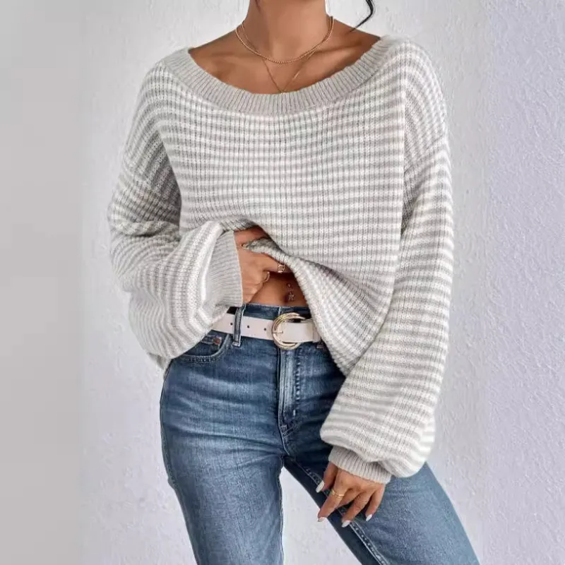 Lourdes | Jersey de Rayas con Hombros Descubiertos, Casual