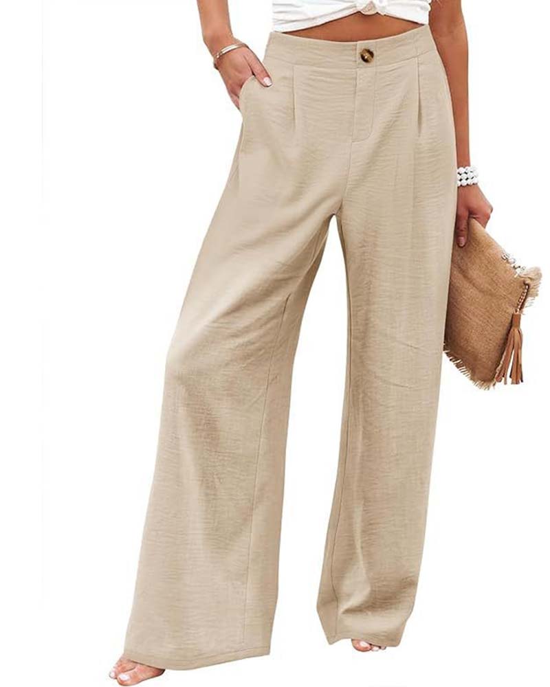 Pantalón Ancho con Cintura Elástica y Botones