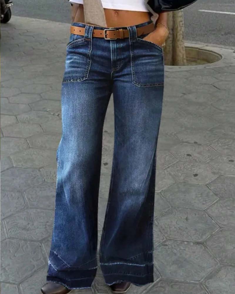 Vaquero Retro Acampanado con Bolsillos