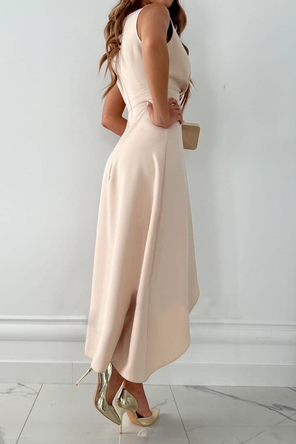 Mandy | Vestido Midi Cruzado con Escote en V, Elegante y Sencillo