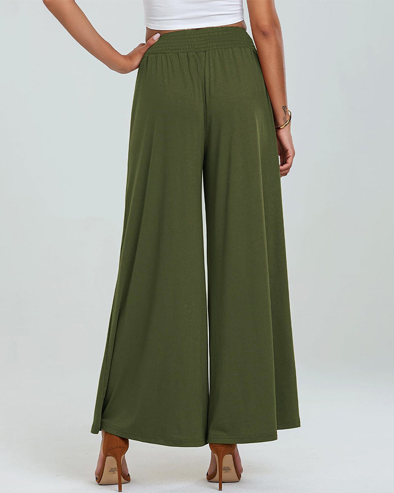 Pantalón Acampanado con Cintura Elástica y Bolsillos
