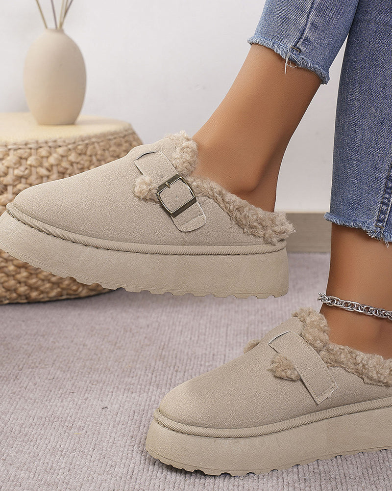 Zapatillas de Casa con Hebilla y Suela Gruesa