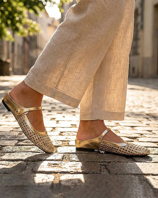 Zapatos Mary Jane Trenzados de Punta Cuadrada