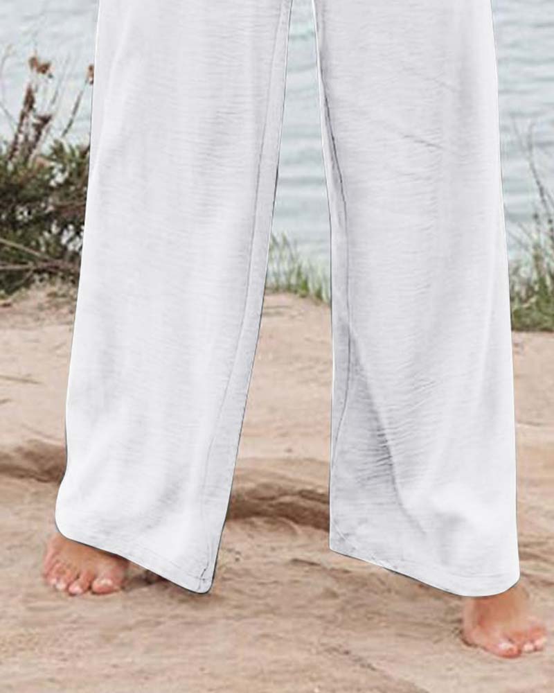 Pantalón Ancho con Cintura Elástica y Botones