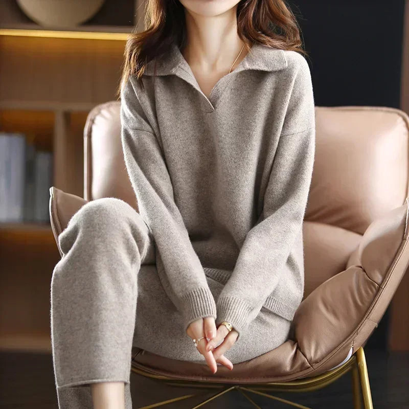 Aída | Conjunto de Jersey con Cuello y Pantalón, Cómodo