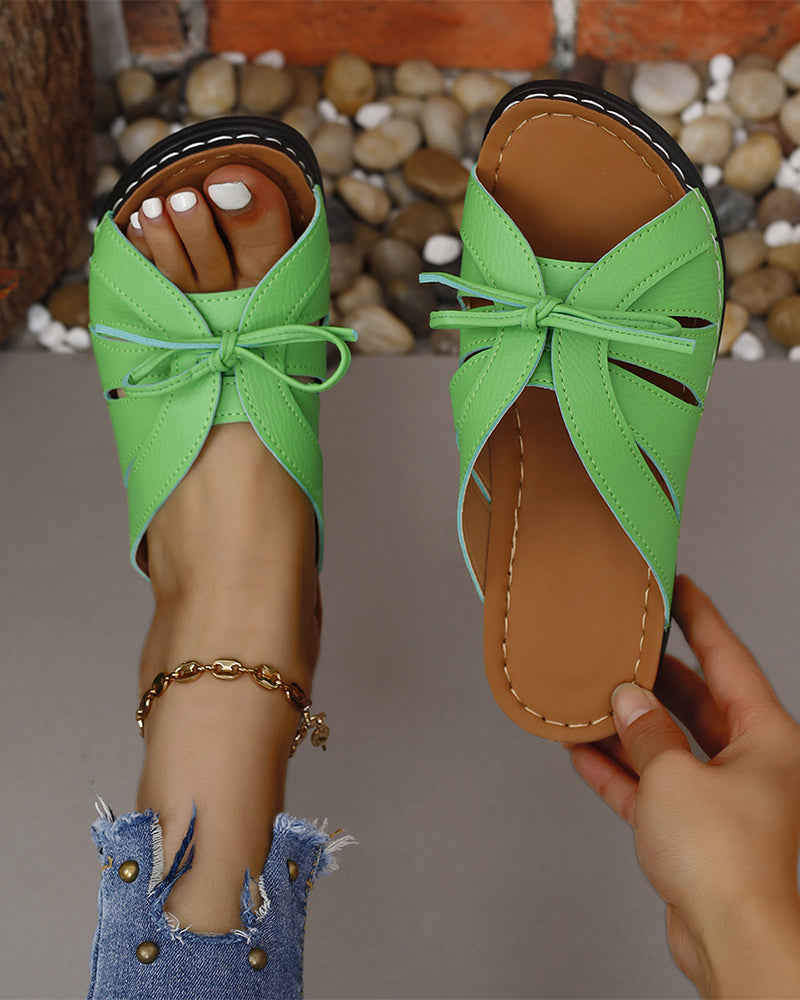 Sandalias de Cuña con Lazo y Puntera Abierta