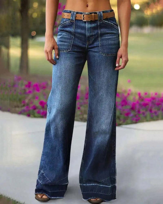 Vaquero Retro Acampanado con Bolsillos