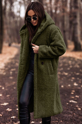 Olalla | Abrigo Teddy Largo con Capucha y Cuello, Acogedor