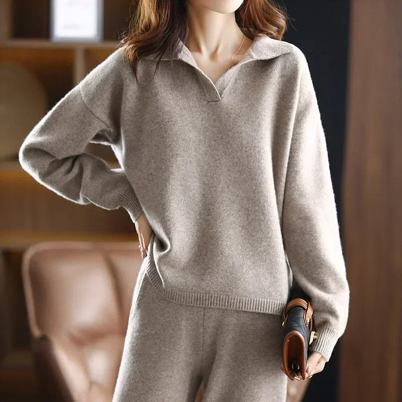 Aída | Conjunto de Jersey con Cuello y Pantalón, Cómodo