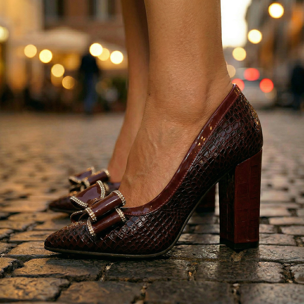 Cecilia | Zapatos de Salón con Lazo Brillante, Sofisticados