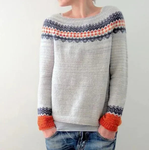 Elsa | Jersey de Cuello Redondo con Estampado Fair Isle, Invernal