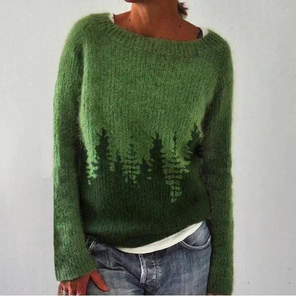 Elsa | Jersey de Cuello Redondo con Estampado Fair Isle, Invernal