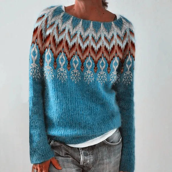 Elsa | Jersey de Cuello Redondo con Estampado Fair Isle, Invernal