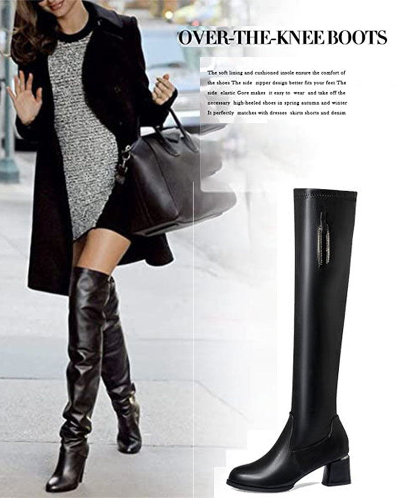Botas Altas Cálidas con Cremallera Lateral