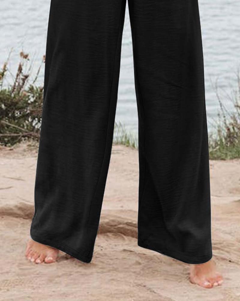 Pantalón Ancho con Cintura Elástica y Botones