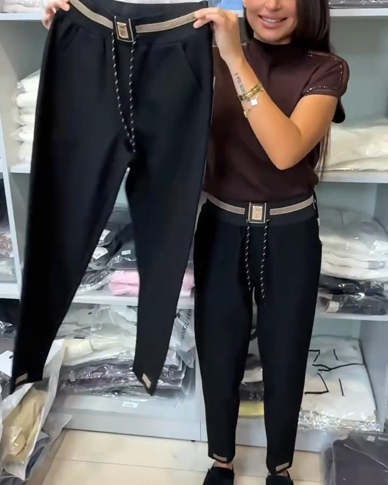 Pantalón Elegante con Cintura Elástica y Cordón