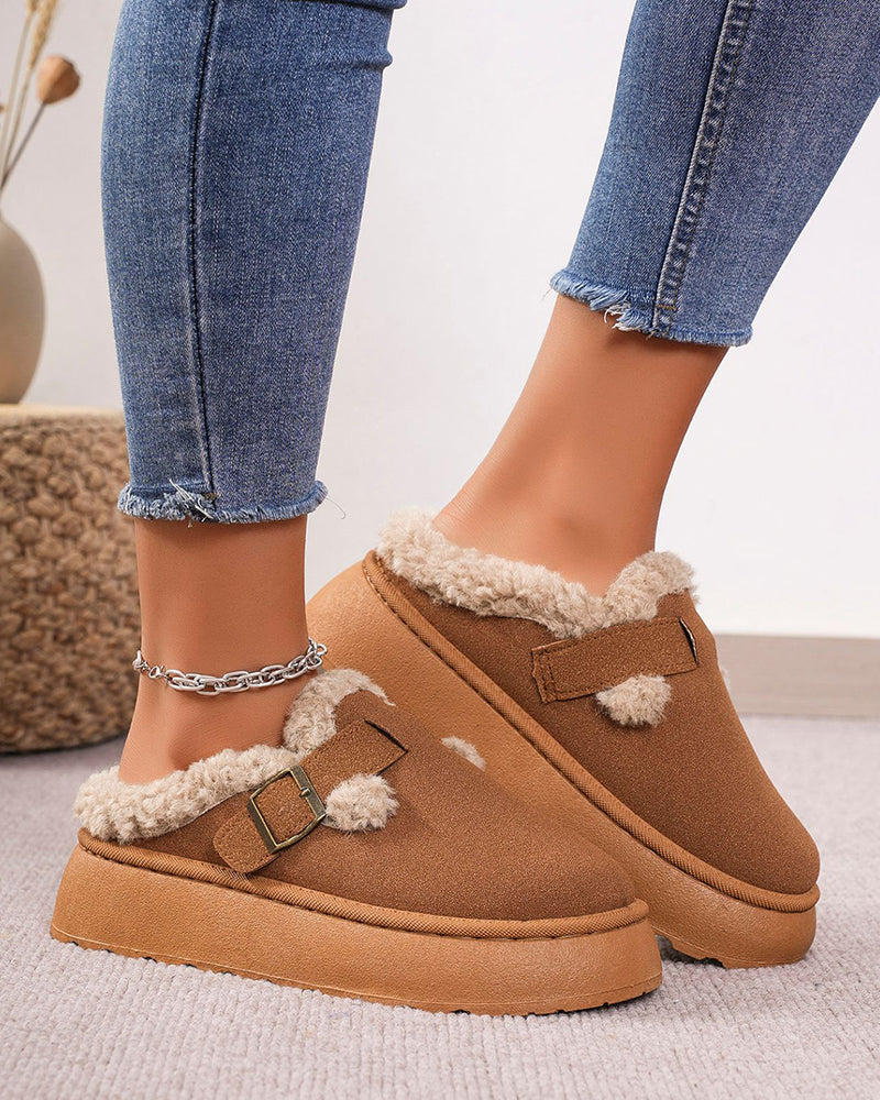 Zapatillas de Casa con Hebilla y Suela Gruesa