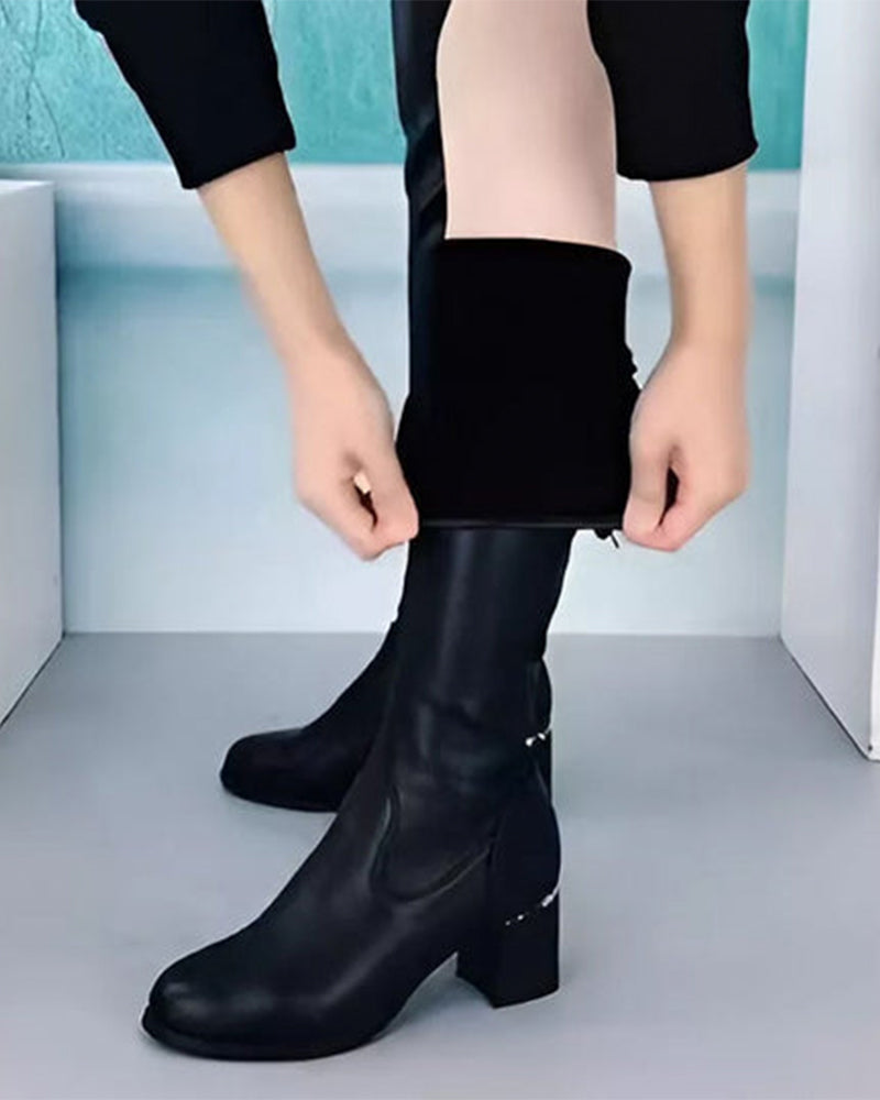 Botas Altas Cálidas con Cremallera Lateral